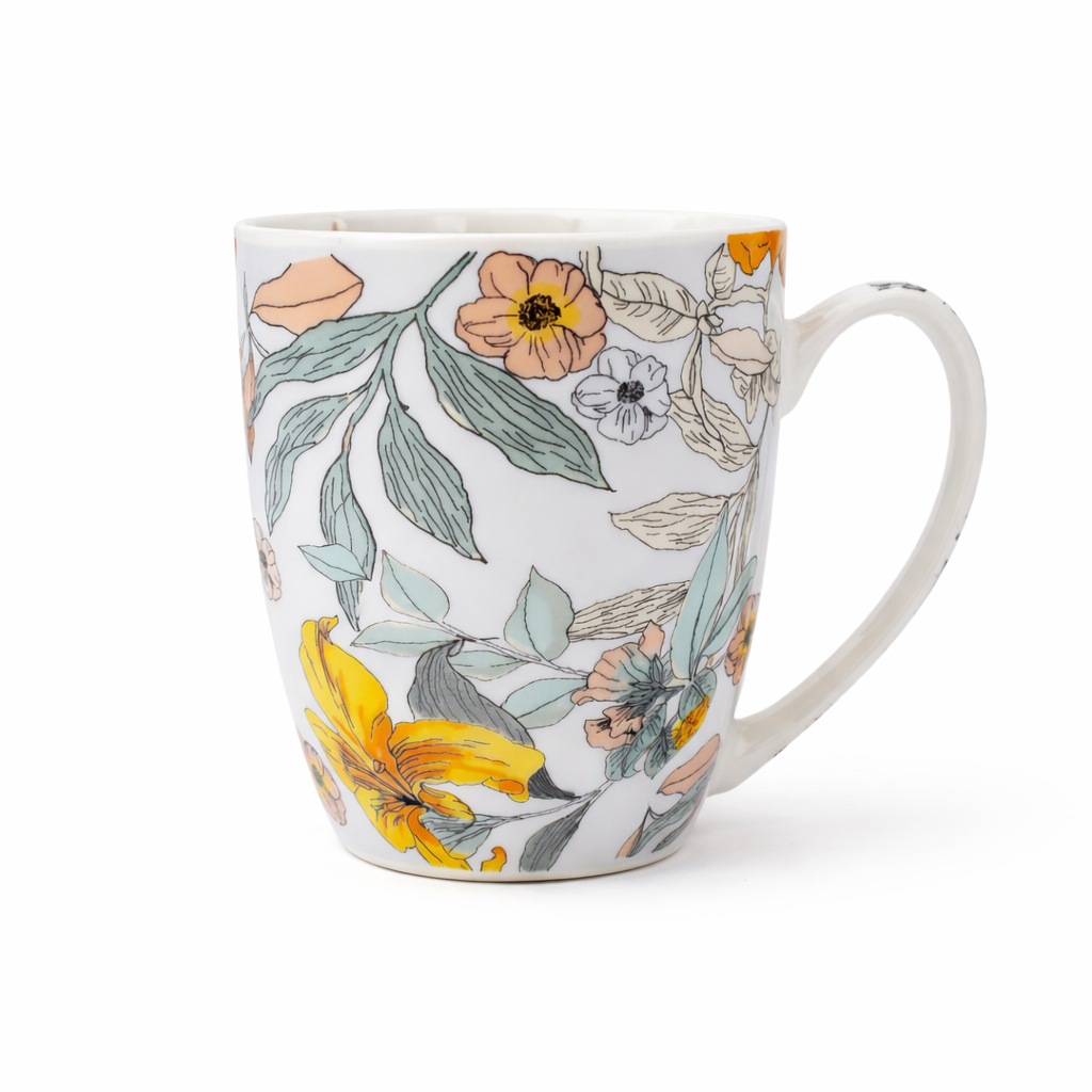 Cuire Floral Ceramic Coffee Mug | Mug for Him & Her | Perfect for Gifting | 350ml (Set of 1)