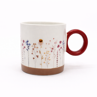 Cuire Red Wildflower Ceramic Coffee Mug | Mug for Him & Her | Perfect for Gifting | 370ml (Set of 1)