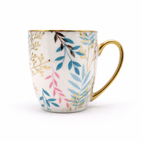 Cuire Golden Designer Ceramic Coffee Mug | Mug for Him & Her | Perfect for Gifting | 370ml (Set of 1)