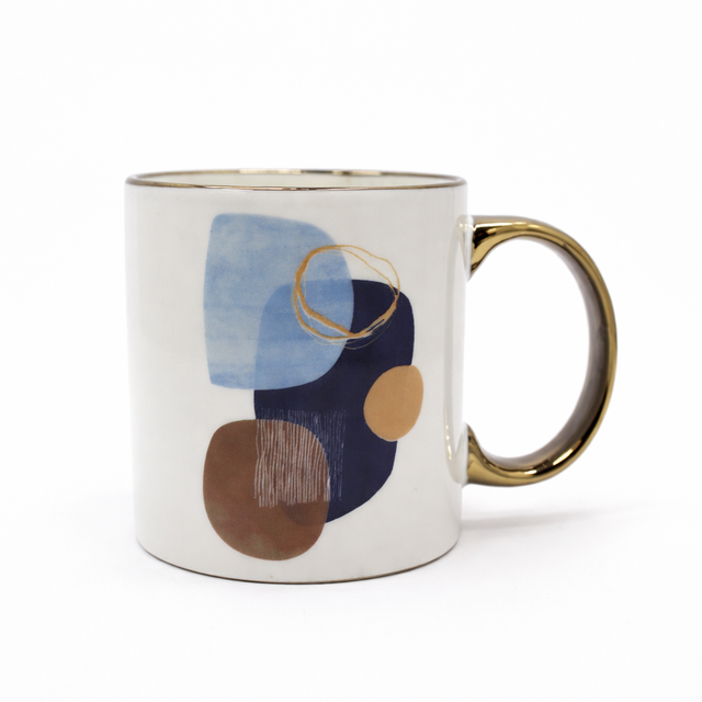 Cuire Golden Watercolour Design Ceramic Coffee Mug | Mug for Him & Her | Perfect for Gifting | 360ml (Set of 1)