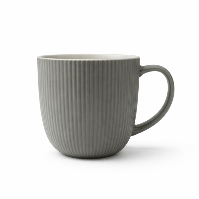 Cuire Solid Colour Ribbed Ceramic Coffee Mug | Mug for Him & Her | Perfect for Gifting | 350ml (Set of 1)
