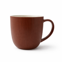 Cuire Solid Colour Ribbed Ceramic Coffee Mug | Mug for Him & Her | Perfect for Gifting | 350ml (Set of 1)