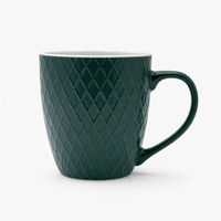 Cuire Diamond Pattern Teal Green Ceramic Coffee Mug | Mug for Him & Her | Perfect for Gifting | 400ml (Set of 1)