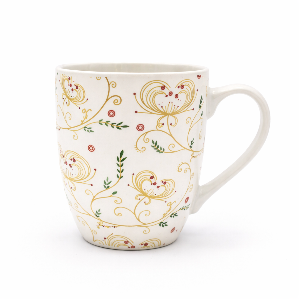 Cuire Ceramic Floral Wildflower Coffee Mug | Mug for Him & Her | Perfect for Gifting | 350ml (Set of 1)