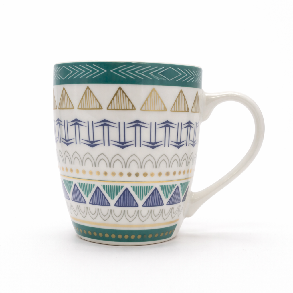 Cuire Geometric Print Ceramic Coffee Mug | Mug for Him & Her | Perfect for Gifting | 350ml (Set of 1)