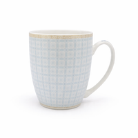 Cuire Light Blue Geometric Pattern Ceramic Coffee Mug | Mug for Him & Her | Perfect for Gifting | 370ml (Set of 1)