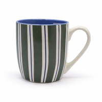 Cuire Stripped White Ceramic Coffee Mug | Mug for Him & Her | Perfect for Gifting | 580ml (Set of 1)