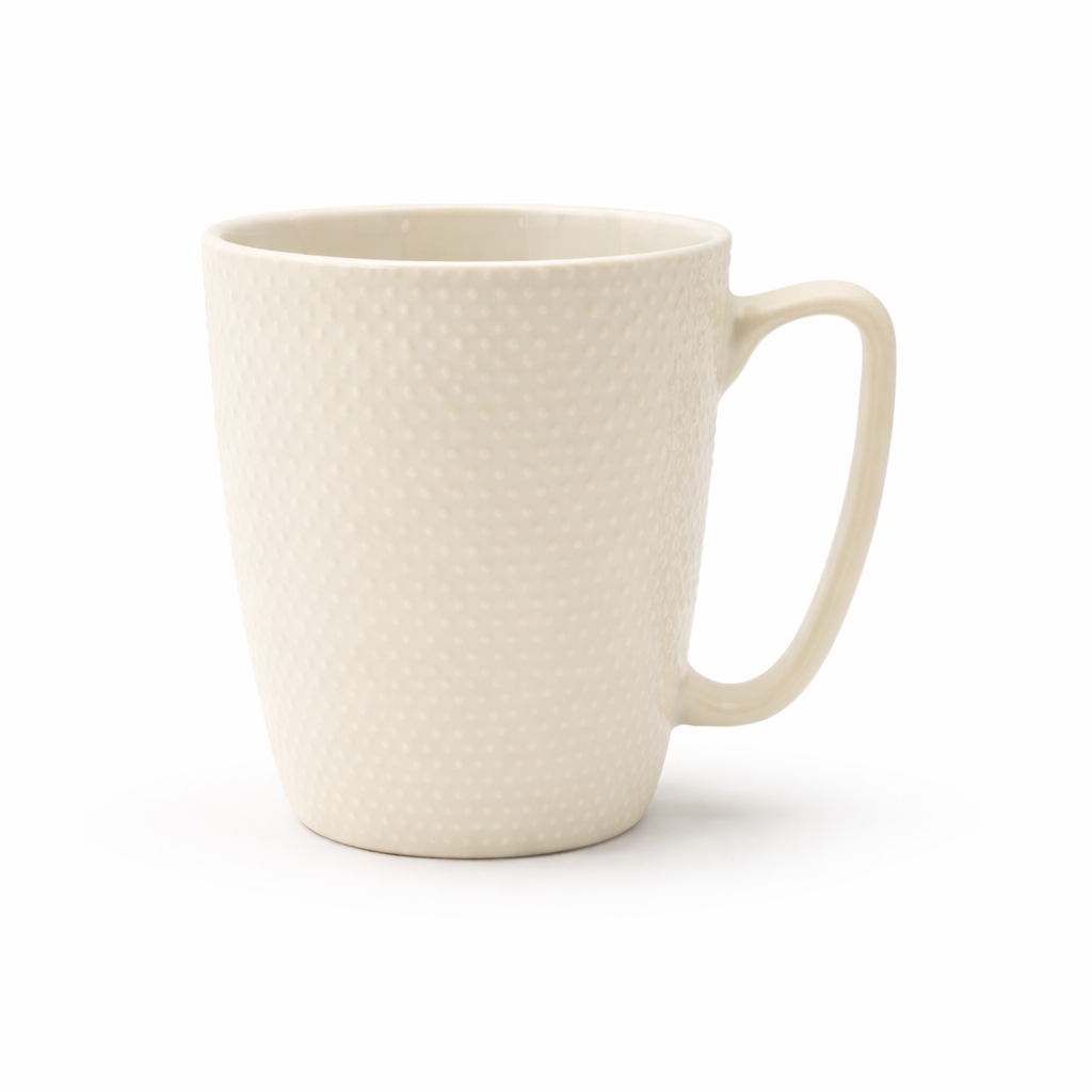 Cuire Dotted White Ceramic Coffee Mug | Mug for Him & Her | Perfect for Gifting | 470ml (Set of 1)