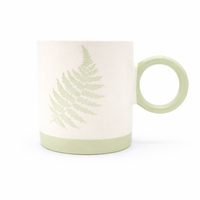 Cuire Green Fern Ceramic Coffee Mug | Mug for Him & Her | Perfect for Gifting | 370ml (Set of 1)