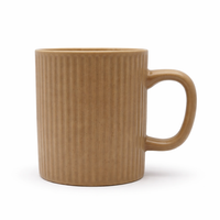 Cuire Ribbed Beige Ceramic Coffee Mug | Mug for Him & Her | Perfect for Gifting | 360ml (Set of 1)