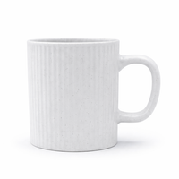 Cuire Ribbed White Ceramic Coffee Mug | Mug for Him & Her | Perfect for Gifting | 360ml (Set of 1)