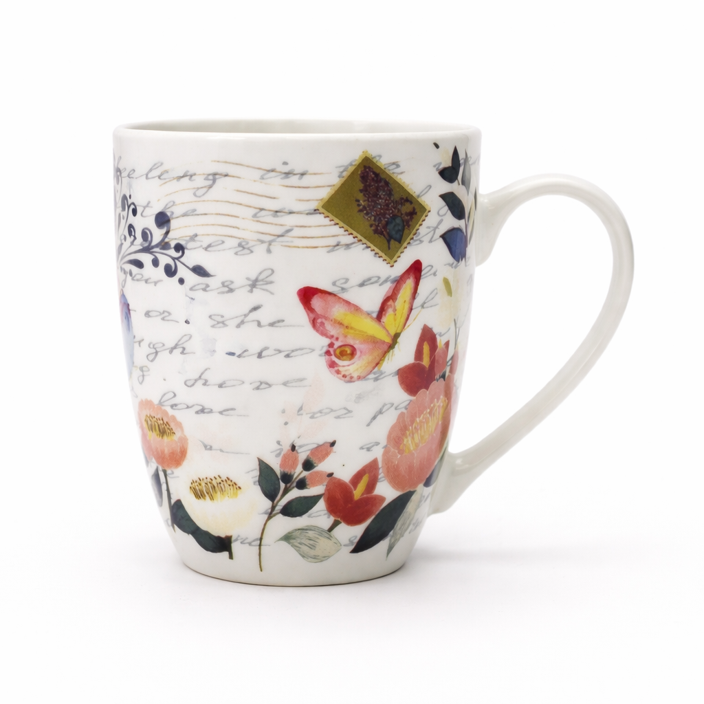 Cuire Ceramic Floral Coffee Mug | Mug for Him & Her | Perfect for Gifting | 350ml (Set of 1)