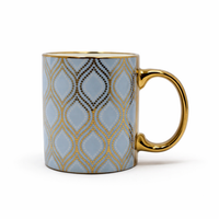 Cuire Floral Golden Ceramic Coffee Mug | Mug for Him & Her | Perfect for Gifting | 370ml (Set of 1)