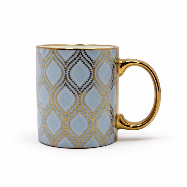 Cuire Floral Golden Ceramic Coffee Mug | Mug for Him & Her | Perfect for Gifting | 370ml (Set of 1)
