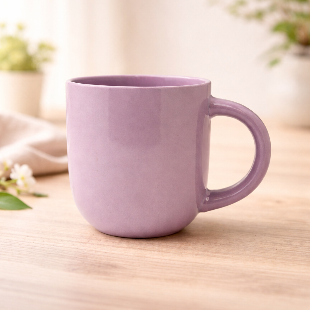 Cuire Solid Lavender Colour Ceramic Coffee Mug | Mug for Him & Her | Perfect for Gifting | 250ml (Set of 1)