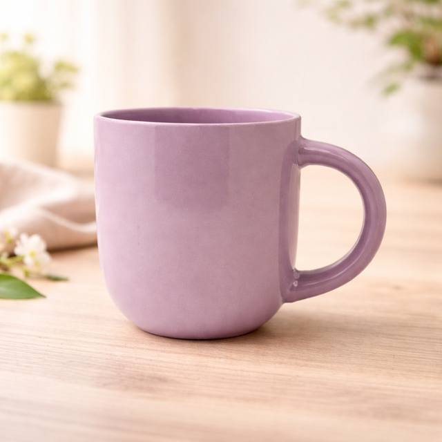 Cuire Solid Lavender Colour Ceramic Coffee Mug | Mug for Him & Her | Perfect for Gifting | 250ml (Set of 1)