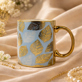 Cuire Floral Golden Ceramic Coffee Mug | Mug for Him & Her | Perfect for Gifting | 370ml (Set of 1)