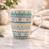 Cuire Geometric Print Ceramic Coffee Mug | Mug for Him & Her | Perfect for Gifting | 350ml (Set of 1)