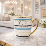 Cuire Golden Designer Ceramic Coffee Mug | Mug for Him & Her | Perfect for Gifting | 370ml (Set of 1)