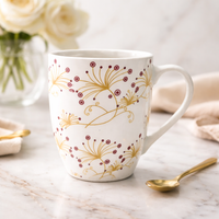 Cuire Ceramic Floral Wildflower Coffee Mug | Mug for Him & Her | Perfect for Gifting | 350ml (Set of 1)