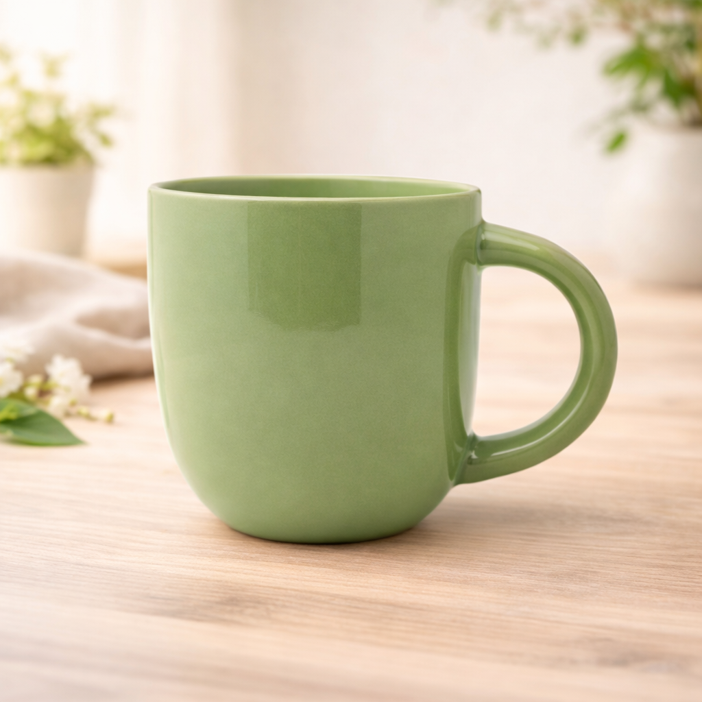 Cuire Solid Sage Green Colour Ceramic Coffee Mug | Mug for Him & Her | Perfect for Gifting | 250ml (Set of 1)