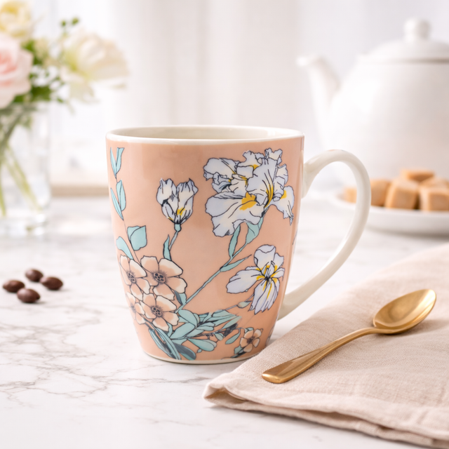 Cuire Floral Ceramic Coffee Mug | Mug for Him & Her | Perfect for Gifting | 350ml (Set of 1)