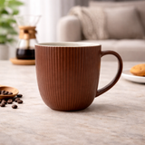 Cuire Solid Colour Ribbed Ceramic Coffee Mug | Mug for Him & Her | Perfect for Gifting | 350ml (Set of 1)