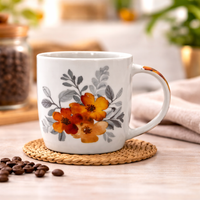 Cuire Floral Ceramic Coffee Mug | Mug for Him & Her | Perfect for Gifting | 350ml (Set of 1)