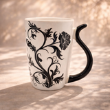 Cuire Floral White with Black Butterfly Ceramic Coffee Mug | Mug for Him & Her | Perfect for Gifting | 400ml (Set of 1)