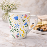 Cuire Ceramic Floral Wildflower Coffee Mug | Mug for Him & Her | Perfect for Gifting | 350ml (Set of 1)
