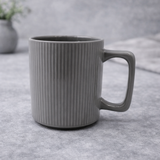 Cuire Ribbed Grey Ceramic Coffee Mug | Mug for Him & Her | Perfect for Gifting | 380ml (Set of 1)
