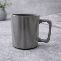 Cuire Ribbed Grey Ceramic Coffee Mug | Mug for Him & Her | Perfect for Gifting | 380ml (Set of 1)