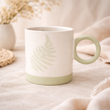 Cuire Green Fern Ceramic Coffee Mug | Mug for Him & Her | Perfect for Gifting | 370ml (Set of 1)