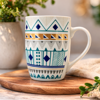 Cuire Geometric Print Ceramic Coffee Mug | Mug for Him & Her | Perfect for Gifting | 350ml (Set of 1)