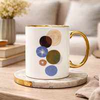 Cuire Golden Watercolour Design Ceramic Coffee Mug | Mug for Him & Her | Perfect for Gifting | 360ml (Set of 1)