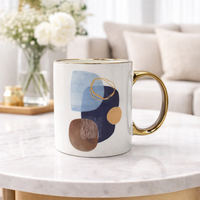 Cuire Golden Watercolour Design Ceramic Coffee Mug | Mug for Him & Her | Perfect for Gifting | 360ml (Set of 1)