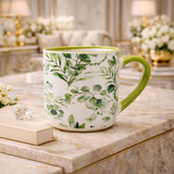 Cuire Green Floral Ceramic Coffee Mug | Mug for Him & Her | Perfect for Gifting | 450ml (Set of 1)