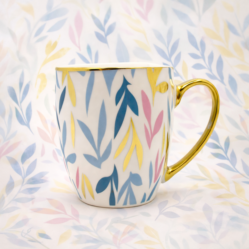 Cuire Golden Designer Ceramic Coffee Mug | Mug for Him & Her | Perfect for Gifting | 370ml (Set of 1)