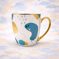 Cuire Golden Designer Ceramic Coffee Mug | Mug for Him & Her | Perfect for Gifting | 370ml (Set of 1)
