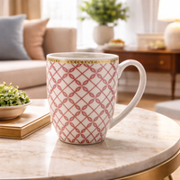 Cuire Lattice Ceramic Coffee Mug | Mug for Him & Her | Perfect for Gifting | 370ml (Set of 1)
