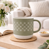 Cuire Olive Green Floral Ceramic Coffee Mug | Mug for Him & Her | Perfect for Gifting | 365ml (Set of 1)