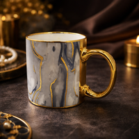 Cuire Golden Marble Ceramic Coffee Mug | Mug for Him & Her | Perfect for Gifting | 330ml (Set of 1)