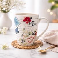 Cuire Ceramic Floral Coffee Mug | Mug for Him & Her | Perfect for Gifting | 350ml (Set of 1)