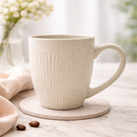 Cuire Ribbed White Coloured Coffee Mug | Mug for Him & Her | Perfect for Gifting | 510ml (Set of 1)