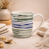 Cuire Stripped White Ceramic Coffee Mug | Mug for Him & Her | Perfect for Gifting | 580ml (Set of 1)