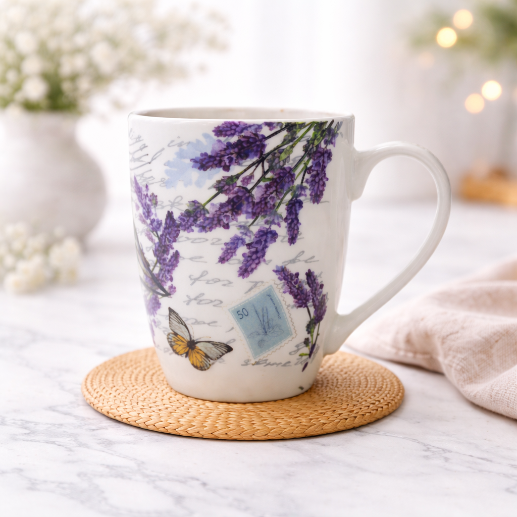 Cuire Ceramic Floral Coffee Mug | Mug for Him & Her | Perfect for Gifting | 350ml (Set of 1)