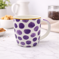 Cuire Purple Pattern Ceramic Coffee Mug | Mug for Him & Her | Perfect for Gifting | 360ml (Set of 1)