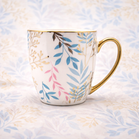 Cuire Golden Designer Ceramic Coffee Mug | Mug for Him & Her | Perfect for Gifting | 370ml (Set of 1)