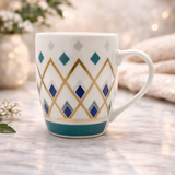 Cuire Geometric Print Ceramic Coffee Mug | Mug for Him & Her | Perfect for Gifting | 350ml (Set of 1)