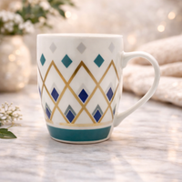 Cuire Geometric Print Ceramic Coffee Mug | Mug for Him & Her | Perfect for Gifting | 350ml (Set of 1)